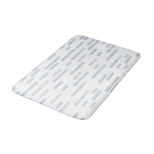 Dusty Blue on White Rounded Lines Pattern Bath Mat