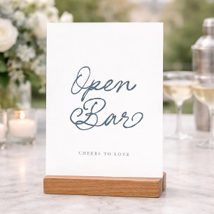 Dusty Blue Open Bar Wedding Sign Invitation