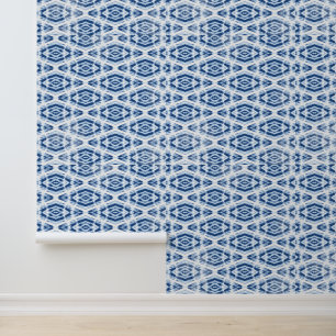 Dusty Blue Oriental Tie Dye Pattern Wallpaper