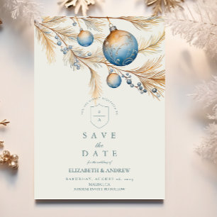 Dusty Blue Ornament Wedding Save The Date