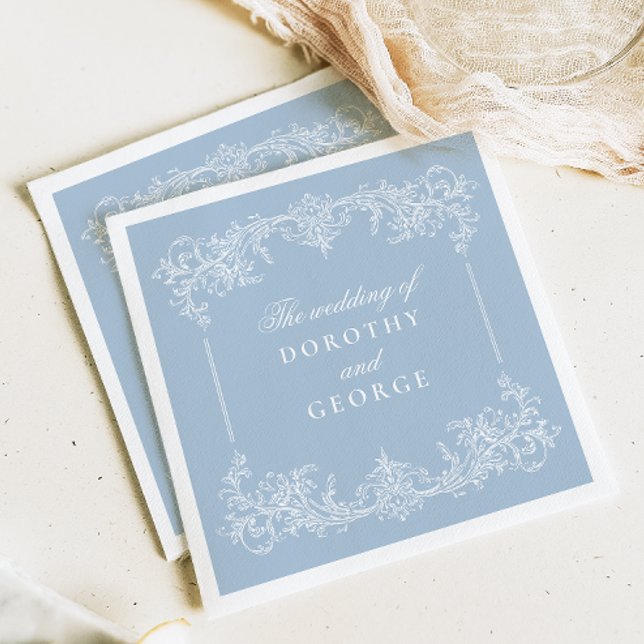 Dusty Blue Ornate Wedding Napkin (Creator Uploaded)