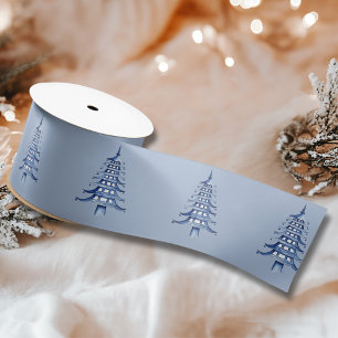Dusty Blue Pagoda Christmas Tree  Satin Ribbon