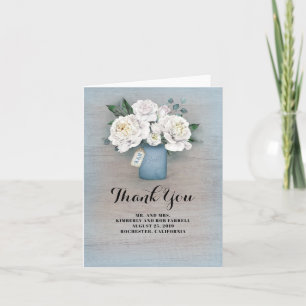 Dusty Blue Painted Mason Jar Wedding Thank You