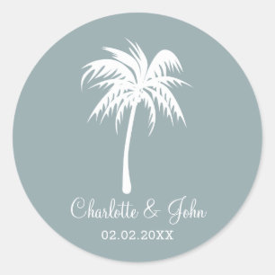 Dusty Blue  Palm Tree Wedding stickers