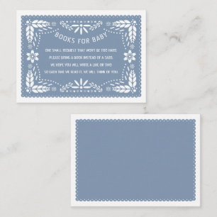 Dusty blue papel picado Books for Baby shower Enclosure Card