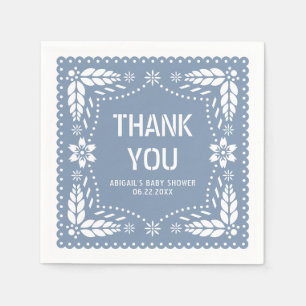 Dusty blue papel picado Thank You Baby boy Shower Napkin