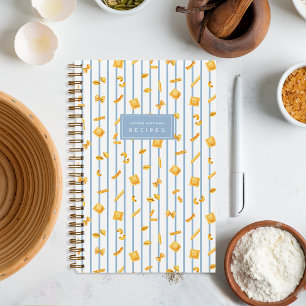 Dusty Blue Pasta Shapes Personalised Recipe Notebook