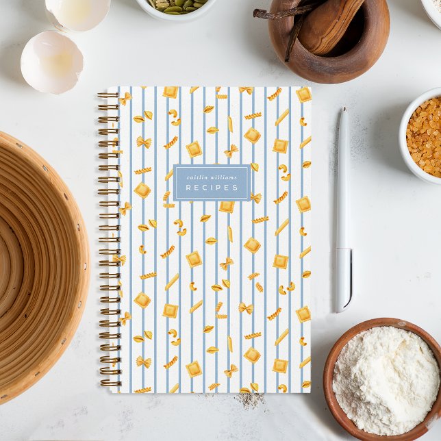 Dusty Blue | Pasta Shapes Personalised Recipe Notebook (Creator Uploaded)