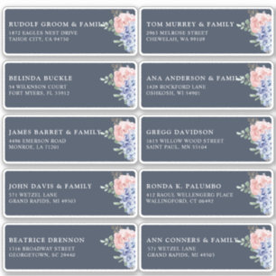 Dusty Blue Pastel hydrangea Guest Name Address