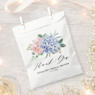 Dusty Blue Pastel Pink hydrangeas  Bridal Shower Favour Bag