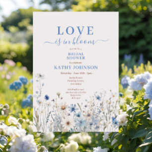 Dusty Blue Pastel Wildflower Bridal Shower  Invitation