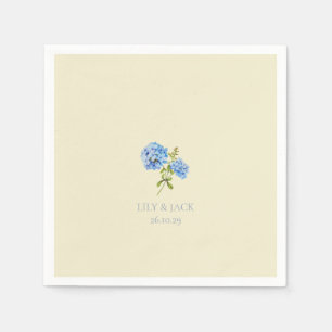 Dusty Blue & Pastel Yellow Hydrangea Wedding Napkin