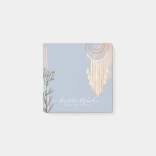 Dusty Blue Peach Boho Wedding Post-it Notes