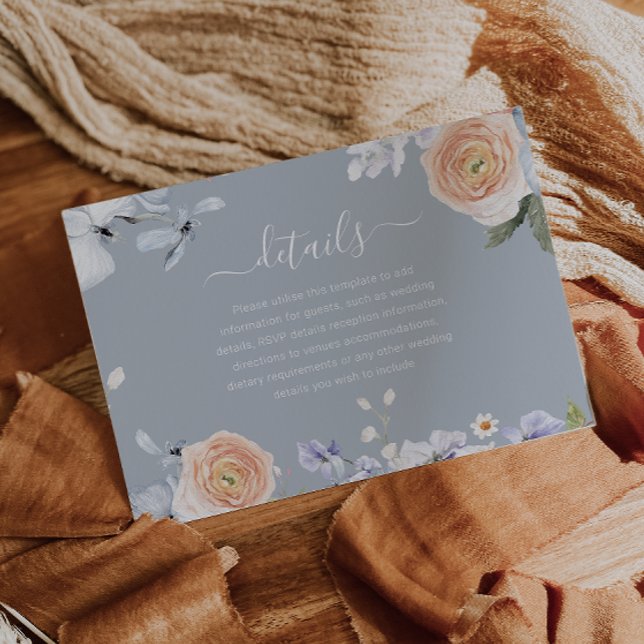 Dusty Blue & Peach Modern Wedding Details Enclosure Card (Creator Uploaded)