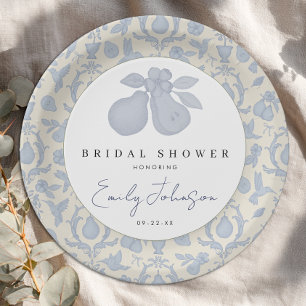 Dusty Blue Perfect Pear Bridal Shower Dinner Plate