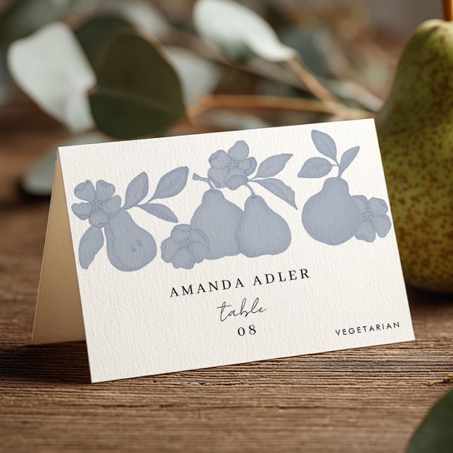 Dusty Blue Perfect Pear Bridal Shower Escort Card (Guest seating)