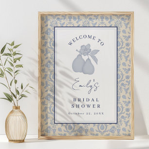 Dusty Blue Perfect Pear Bridal Shower Poster Sign