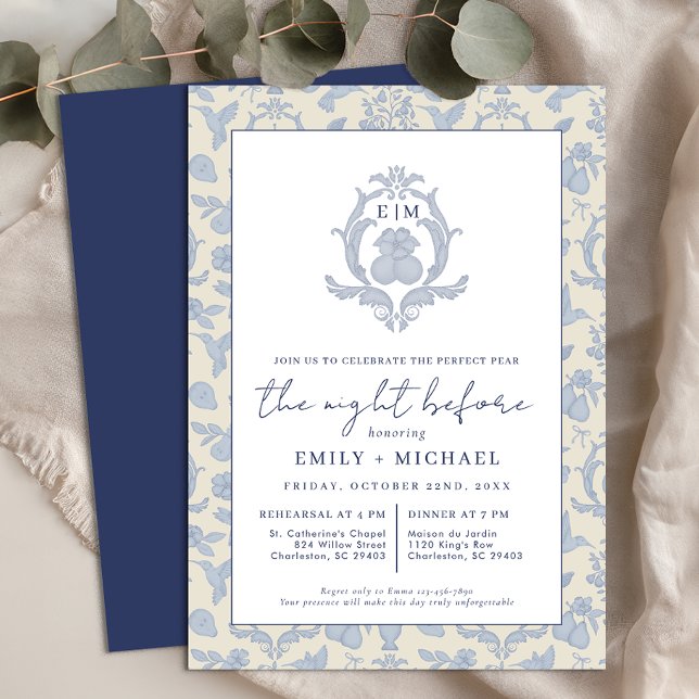 Dusty Blue Perfect Pear Night Before Dinner Invite (The Night Before)