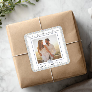 Dusty Blue Perfect Pear Photo Thank You Sticker