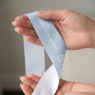 Dusty Blue Personalised Bridal Shower Satin Ribbon