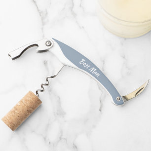 Dusty Blue Personalised Wedding Best Man Corkscrew