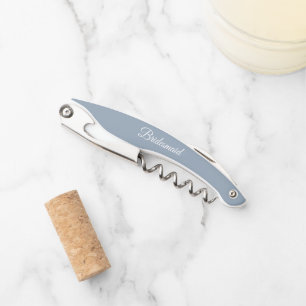 Dusty Blue Personalised Wedding Bridesmaid Corkscrew