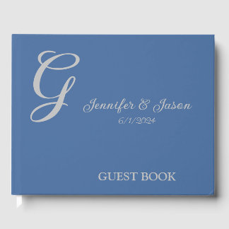 Dusty Blue Personalised Wedding Guest Book