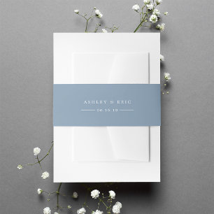 Dusty Blue Personalised Wedding Invitation Belly Band