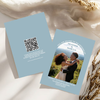 Dusty Blue Photo Arch Wedding Invitation