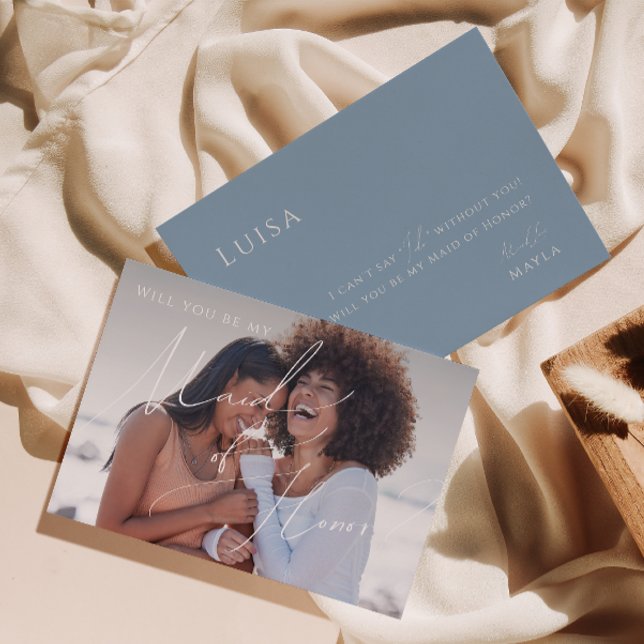 Dusty Blue | Photo Maid of Honour Proposal Card (Creator Uploaded)