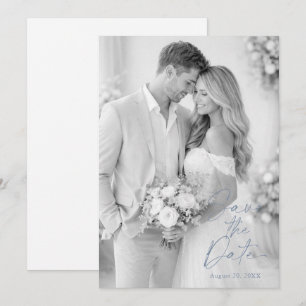 Dusty Blue Photo Save the Date Invitation