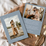 Dusty Blue Photo Wedding Elegant Thank You Card<br><div class="desc">Introducing our Modern Script Simple Photo Wedding Thank You Card: Elevate your gratitude with our elegant thank you cards featuring modern script and your favourite wedding photo. These cards offer a stylish and minimalist design that perfectly complements any wedding aesthetic. Personalise them with a heartfelt message of appreciation to convey...</div>