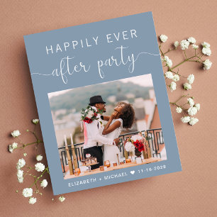 Dusty Blue Photo Wedding Reception Invitation