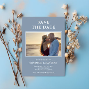 Dusty Blue Photo Wedding Save The Date