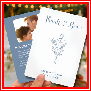 Dusty Blue Photo Wedding Thank You Card