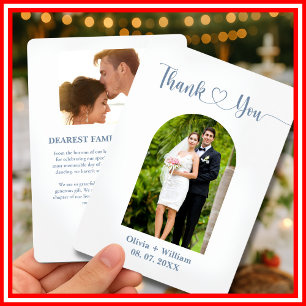 Dusty Blue Photo Wedding Thank You Card