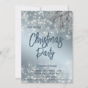 Dusty blue  pine branch corporate Christmas  Invitation