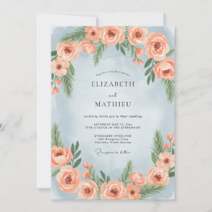 Dusty Blue Pine Winter Wedding Invitation