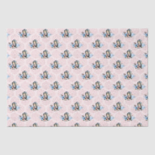 Dusty Blue & Pink Alice In Wonderland Baby Shower Tissue Paper