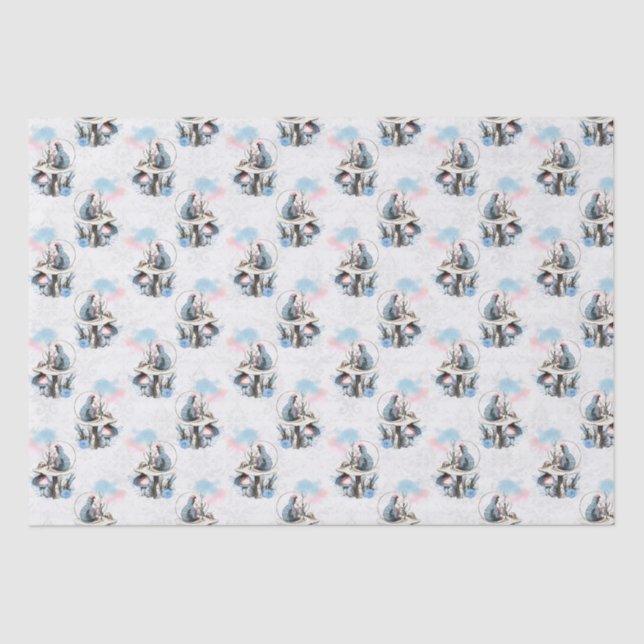 Dusty Blue & Pink Alice In Wonderland Baby Shower Tissue Paper (Front)