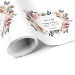 Dusty Blue Pink Floral Geometric Wedding Monogram Wrapping Paper<br><div class="desc">Romantic,  elegant design featuring delicate watercolour dusty blue,  misty rose flowers bouquet,  gorgeous divider,  a semi-transparent shape and on the back a navy blue background and the same divider. Use Personalise tool to add your info. For matching items,  please,  visit my Dusty Blue Misty Rose Flowers Collection.</div>