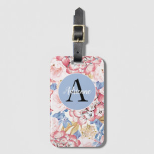 Dusty Blue Pink Hydrangea  Luggage Tag