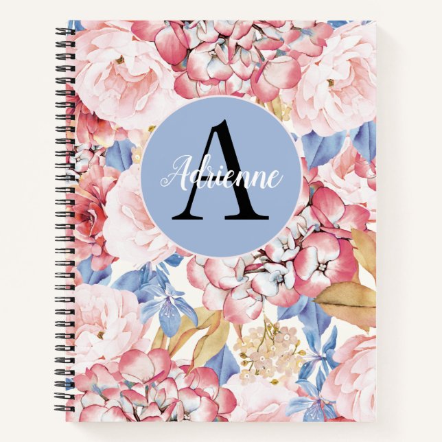 Dusty Blue Pink Hydrangea Notebook (Front)