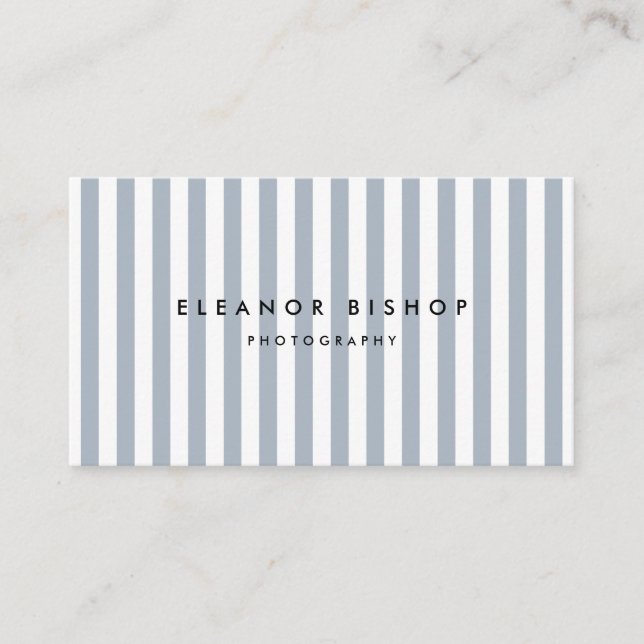Dusty Blue Pinstripes Pattern Modern Business Card (Front)