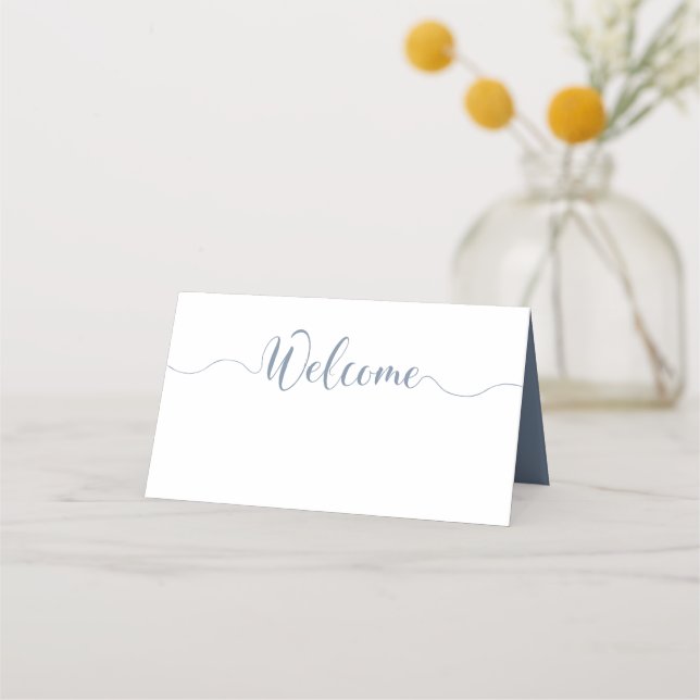 Dusty Blue Place Cards for Wedding Tables (Front)