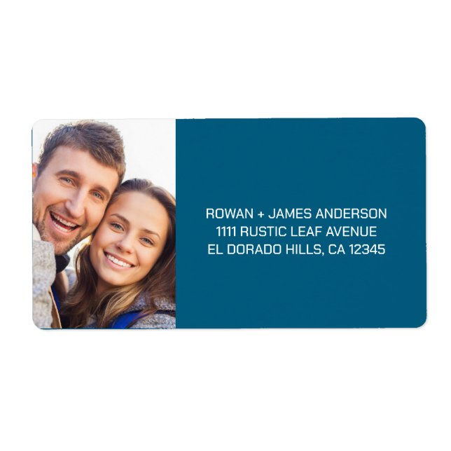 Dusty Blue Pressed Flowers Boho Wedding Label (Front)
