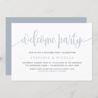 Dusty Blue Pretty Calligraphy Welcome Party
