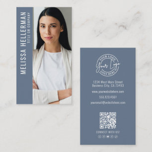 Dusty Blue Professional Photo Logo Business Card