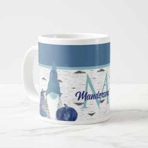 Dusty Blue Pumpkin Gnomes Aspen Rustic House  Gia Large Coffee Mug