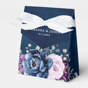 Dusty Blue Purple Blooms Wedding Thank You Favour  Favour Box